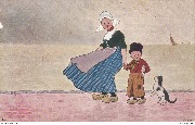 Sur le quai, Hollandaise avec un petit garçon et un chat