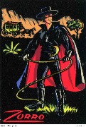 Zorro debout, fouet et diligence