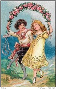 Best Wishes (garçon et fille dansant en tenant un arceau de branches fleuries)