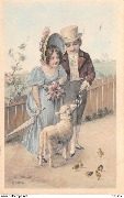 (Couple romantique regardant un agneau)