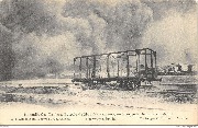 Incendie des Tanks à Pétrole. Plus près du feu côté droit. Un wagon brûlé