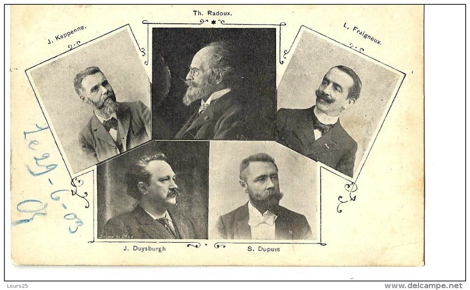 (Portraits en mosaïque de J. Keppenne,Th.Radoux,L.Fraigneux,J.Duysburgh,S.Dupuis .Personnalités belges célèbres )