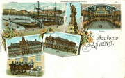 Souvenir d'Anvers. Bassin, laitière anversoise, bourse, théatre flamand, hôtel de ville
