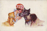 Jeune femme et deux chiens