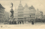 Anvers - Le Monument Brabo par Jef Lambeaux érigé en 1887 et Maison Anciennes