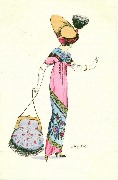 Femme au sac à main à pétales de roses