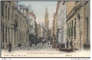 Anvers. La Cathédrale, vue de la longue rue Neuve