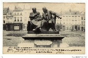 Mons - Statue de Messieurs Adolphe Devillez et Théophile Guibal anciens professeurs à l'école des Mines
