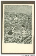 Sept baigneurs dans l'eau