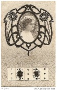 Femme art nouveau et cartes à jouer