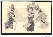 Couple et dame au chapeau mode 1900