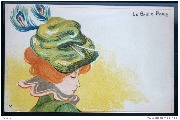 Femme au chapeau à deux plumes de paon