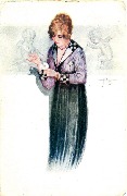 Femme effeuillant une marguerite-robe noire-angelots face à face