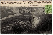 Thuin. Panorama de la Sambre du pont du chemin de fer et des carrières