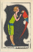 Maitresse de bavardage (femme et perroquet)