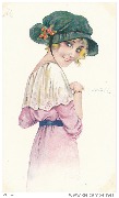 Femme au chapeau vert Rieuse de Paris