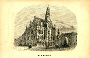 Gravure sur bois.Hôtel de Ville à Audenaerde-circa 1845