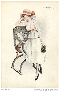 Femme en blanc appuyée sur un fauteuil