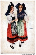 Costumes d'Alsaciennes. Deux femmes en costume