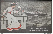 Red Star Line. Antwerp-Dover-New-York (jeune homme agitant son mouchoir au 1er plan)