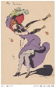 Coup de vent (femme en robe violette)