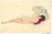 Femme nue à l'ombrelle