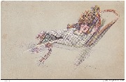 Femme appuyée sur un coussin dans un fauteuil