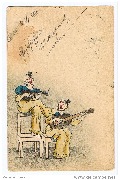 Deux clowns jouant de la guitare et mandoline