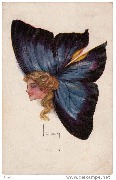 Femme papillon bleu