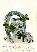 Bonne Année(Viel Glück 1905 dans fer à cheval et cochon