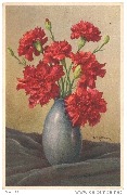Vase d'oeillets rouges