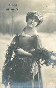Vroolijk Kerstfeest(portrait femme portant des branches de sapin)