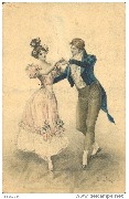 Danse sous l'Empire - Homme en redingote bleue avec femme en rose