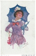 Jeune femme à l'ombrelle bleue
