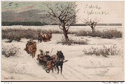 Fröhliche Weihnachten (3 traineaux dans la neige)