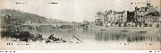 Liège. Panorama. La Meuse  Quai de la Goffe Pont Léopold.. (Carte double)