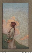 Jeune fille avec un panier de fleurs