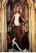 Brugge St. Janshospitaal Hans Memling  (1433-1494) Sint Ursulaschrijn De H. Ursula beschermt de maagden