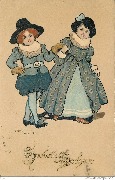 Souhaits de Bonheur (jeune couple en costume d'époque)
