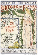 (Reproduction Affiche )Ville de Bruxelles Cortège des Fleurs 29 juillet 1894 Groupe et chars