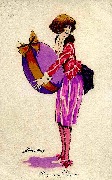 Jeune femme tenant un oeuf bleu dans ses bras