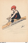 (Jeune femme pratiquant l'aviron)