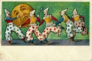 Cinq clowns se battant pour la lune