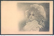 Sager. Tête de femme style Louis XV avec espace pour la correspondance à gauche