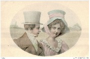 (Couple romantique, l'homme vu de profil)