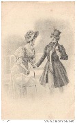 (Couple romantique, la jeune femme tient une ombrelle)