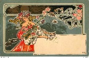 (Femme portant une brassée de fleurs - Art Nouveau)