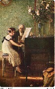 Fillette et son professeur de piano