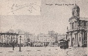 Kiosque - Charleroi, Place de la Ville Haute - DS. NB - 13 -09-1905 - PUB boucherie Droulez