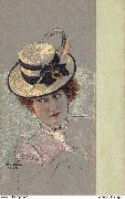 (Portrait d'une femme avec un chapeau de paille)